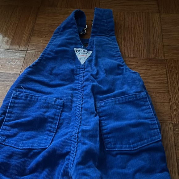 Oshkosh B’gosh blue corduroy overalls plaid flannel lined 12mo. - Picture 5 of 6